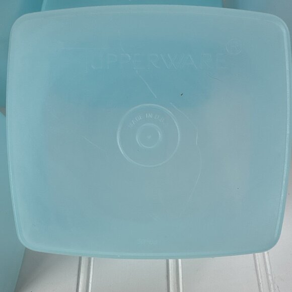 Vintage Tupperware Blue Square Round Freezer Containers 311 with Lids Set of 5 - Picture 12 of 15